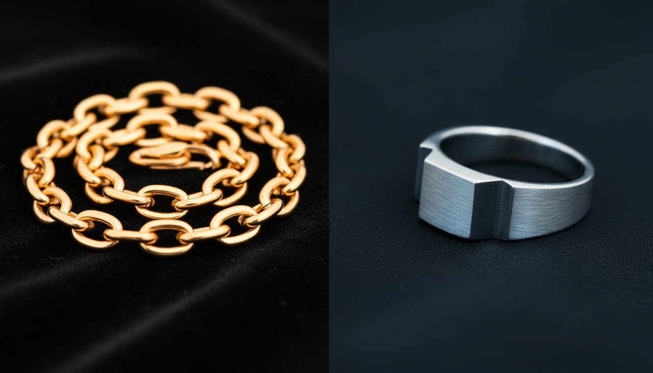 gold jewelry on velvet versus silver on matte crepe
