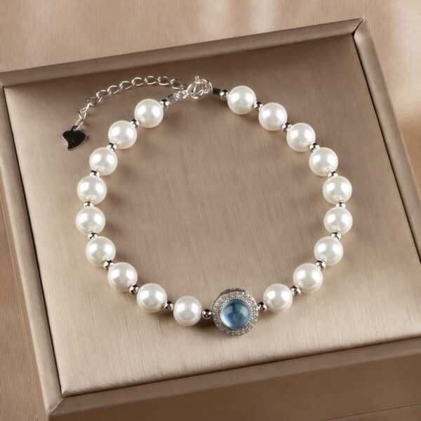 Pearl and Chalcedony Chain Bracelet Pearl and Chalcedony Chain Bracelet in 925 Sterling Silver — additional product view 2