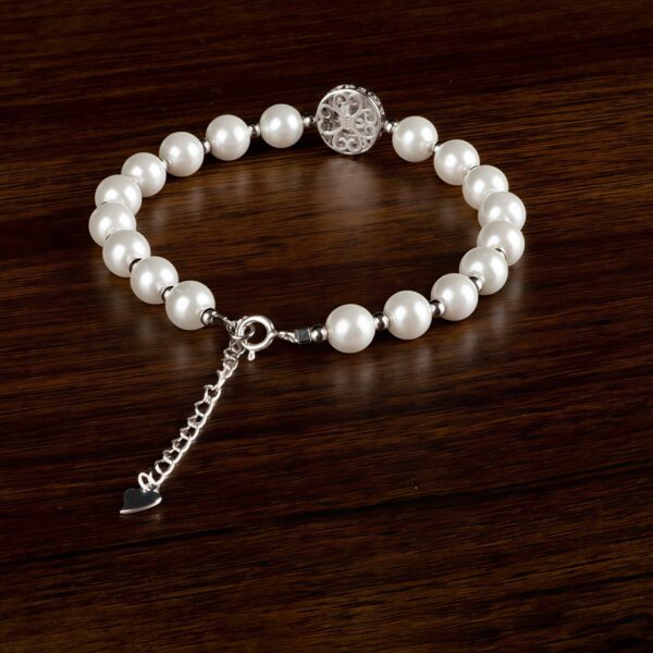 Pearl and Chalcedony Chain Bracelet Pearl and Chalcedony Chain Bracelet in 925 Sterling Silver — additional product view 1