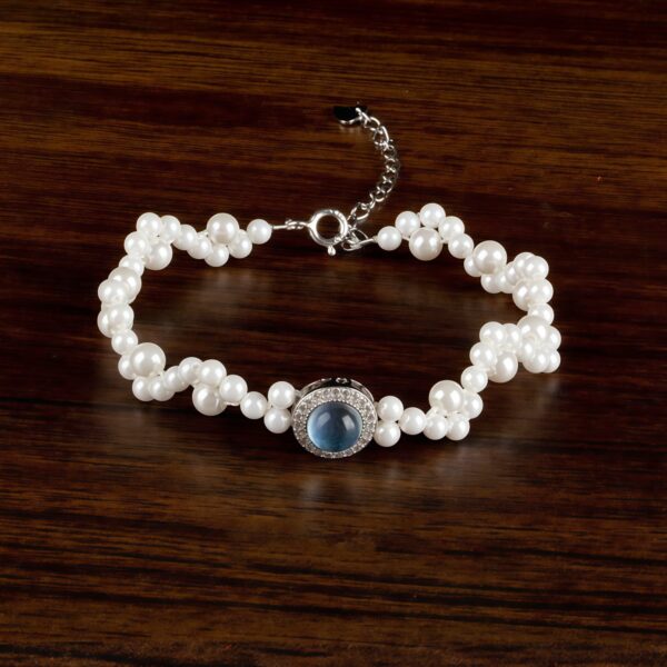 Pearl and Chalcedony Chain Bracelet Pearl and Chalcedony Chain Bracelet in 925 Sterling Silver — additional product view 3