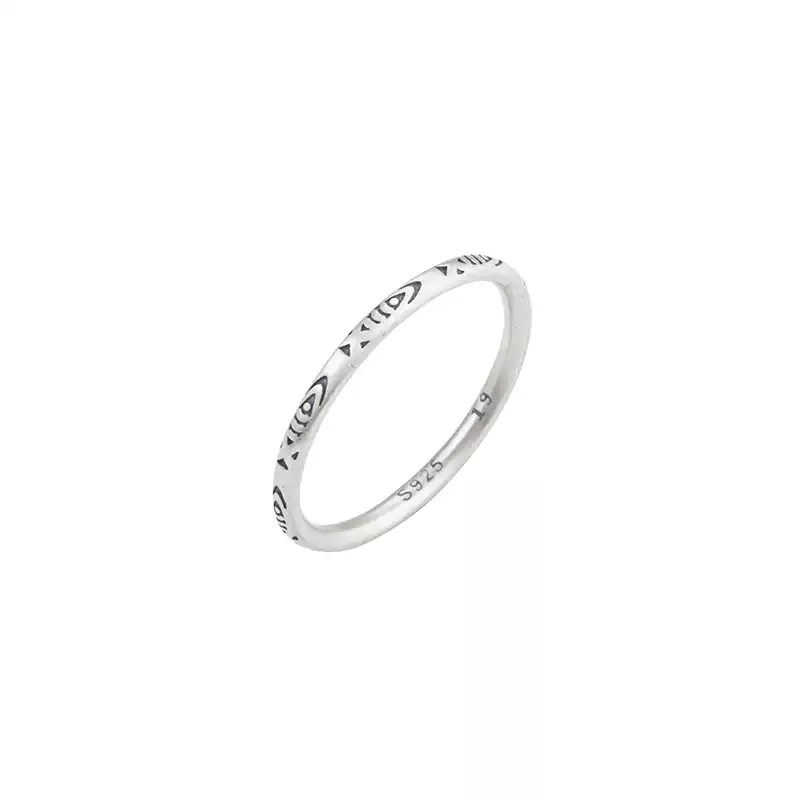 Fish-Pattern Silver-Tone Slim Band Ring — additional product view 4